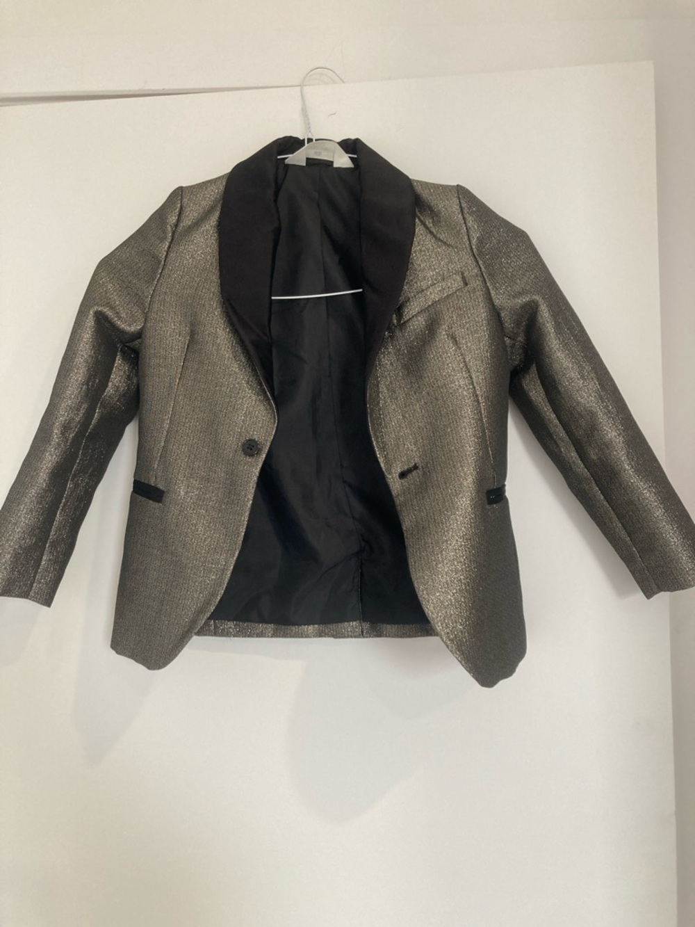 H&M Metallic Gold Blazer with Black Satin Lapel